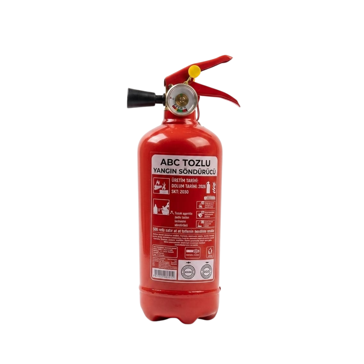 CARVORIO® 1 Kg ABC Tozlu Yangın Söndürücü Tüp (Çantasız)